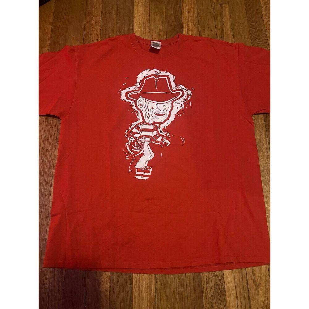Freddy Krueger Shirt Red Size Large Ice Skating Hockey Short‎ Sleeve NHL